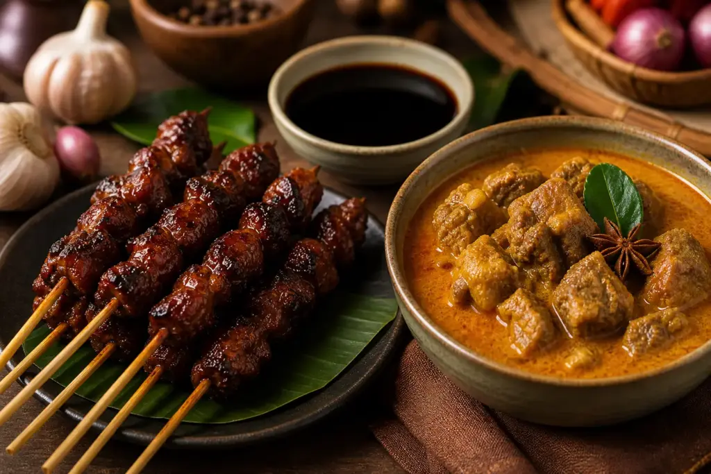 kecap pada sate kambing dan gulai